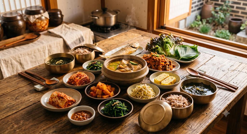 시니어 혼자 보내는 시간을 위한 정갈한 한상 차림 Healthy traditional Korean meal set